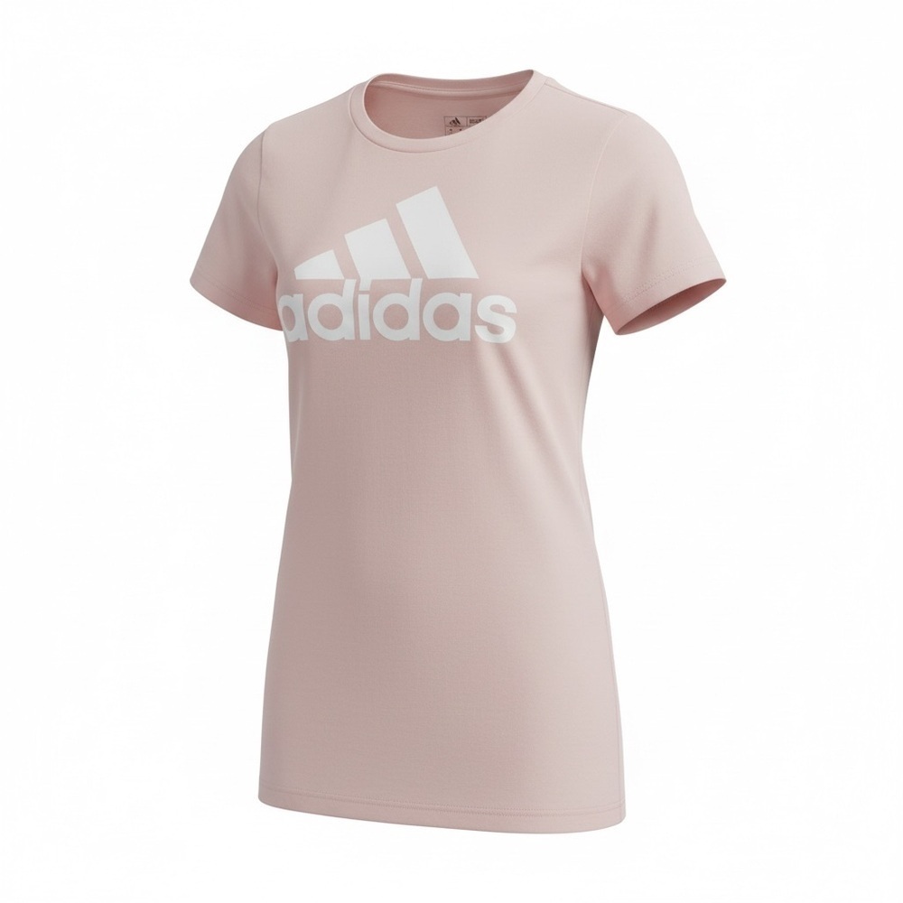 ADIDAS XS Light Pink White Big Logo Tee Shirt Tee R $25 - Picture 2 of 9